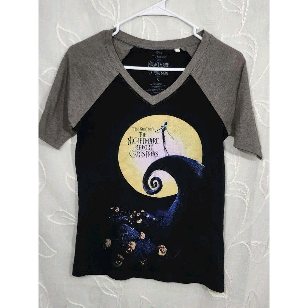 Disney Nightmare Before Christmas Womens Small Black T Shirt Jack Skellington